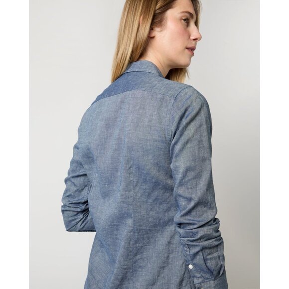 Ann Mashburn Icon Shirt Sz M Blue Cotolino Chambray NWT - Picture 3 of 16